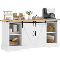 SIDEBOARD Weiß/Eiche-Nachbildung, 2 Schiebetüren, 150/40/72 cm - Weiß, Holz (150/72/40cm) - PANGIVO