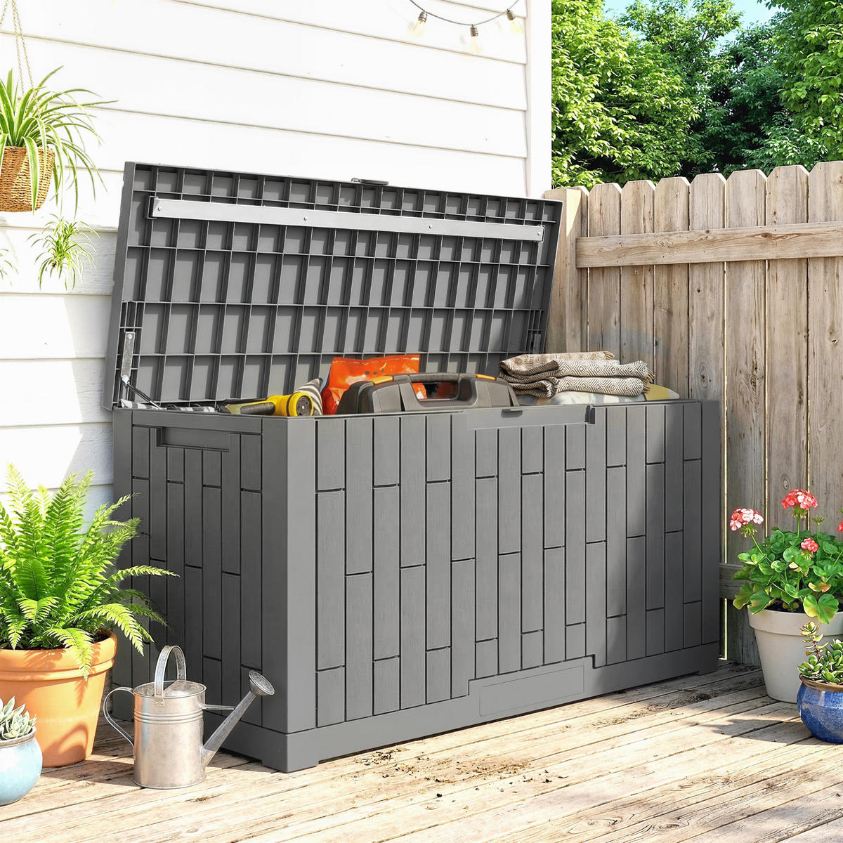 GARTENBOX Kunststoff Grau - Grau, Kunststoff (56/62/122.5cm) - Outsunny
