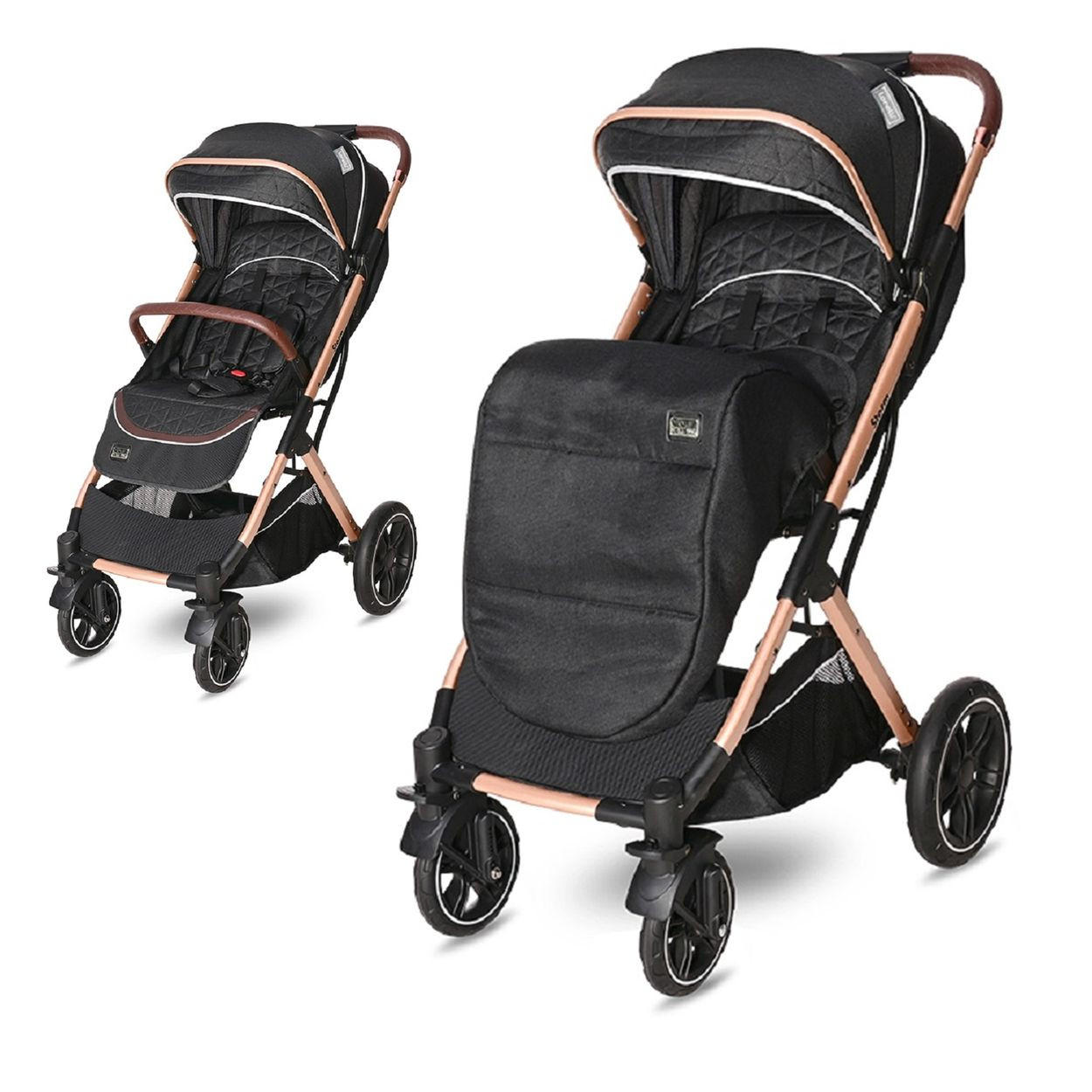 KINDERWAGEN Storm black Buggy, Fußabdeckung, PU-Räder, Sonnendach, verstellbar - Schwarz, Metall (90/54/109cm) - Lorelli