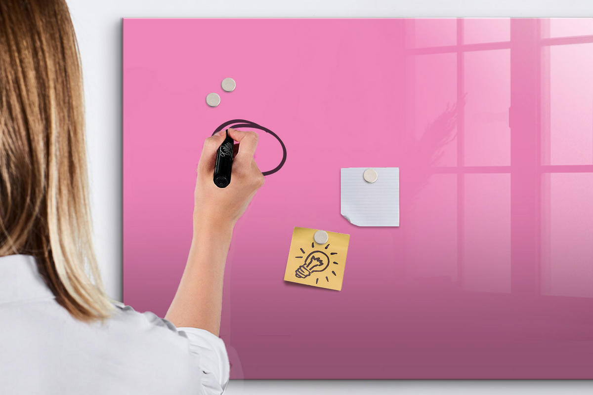 MAGNETTAFEL 100x70 Rosa schwarzer Marker - Pink, Glas (100/0.4/70cm) - TULUP