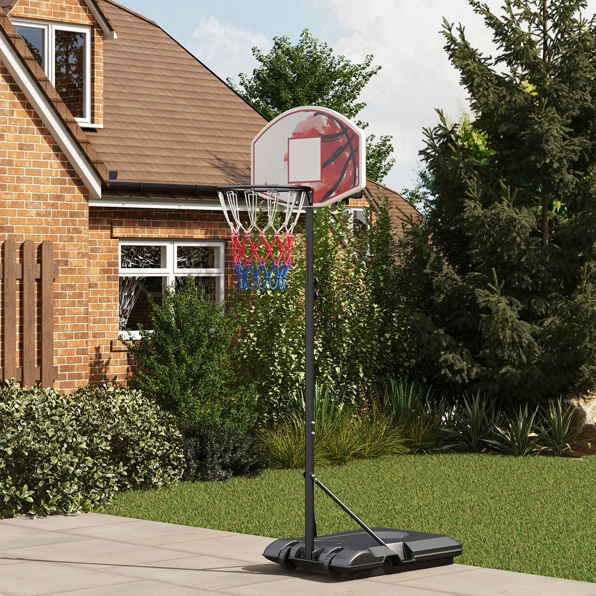 BASKETBALLKORB DE-10450 höhenverstellbar, freistehend mit Rädern - Multicolor, Metall (2.1/72cm) - ComfortXL