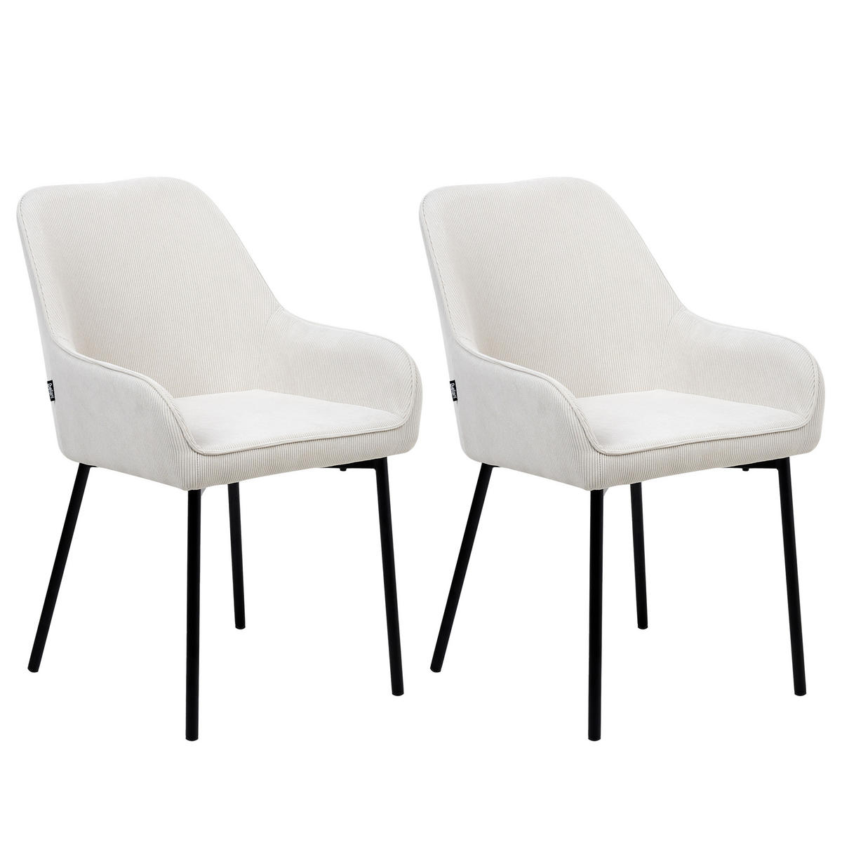 ESSZIMMERSTUHL 2er-Set Cremeweiß Loverna - Schwarz/Weiß, Textil (54/87/63cm) - Beliani