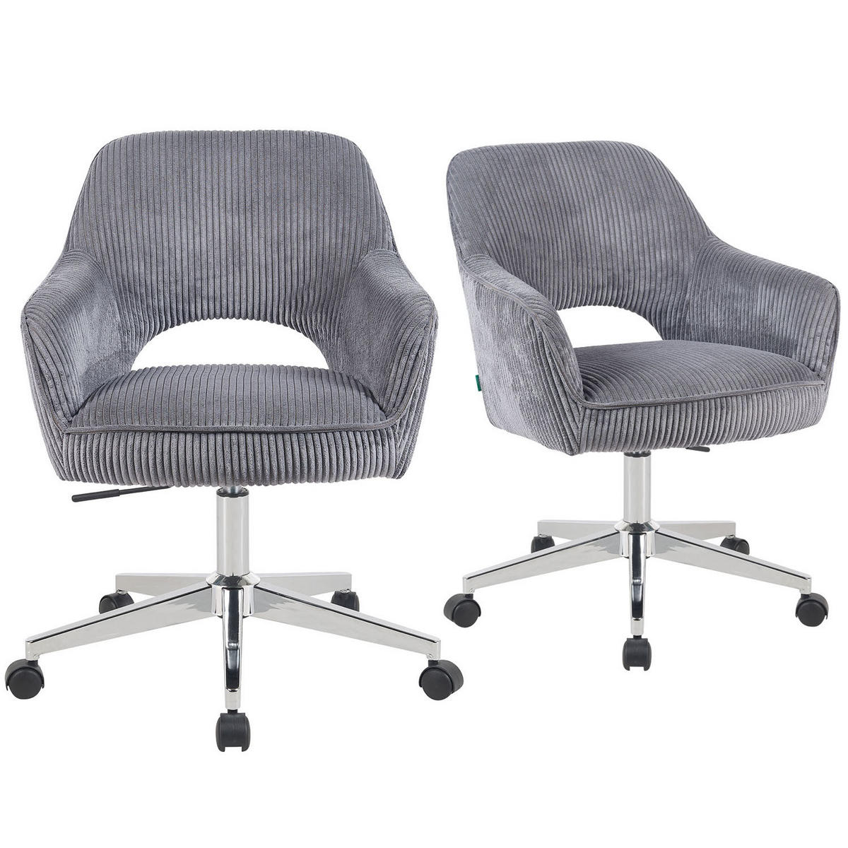 BÜROSTUHL Mika-Faro - Chromfarben/Grau, Textil/Metall (60/84/65cm) - DUBI Möbel
