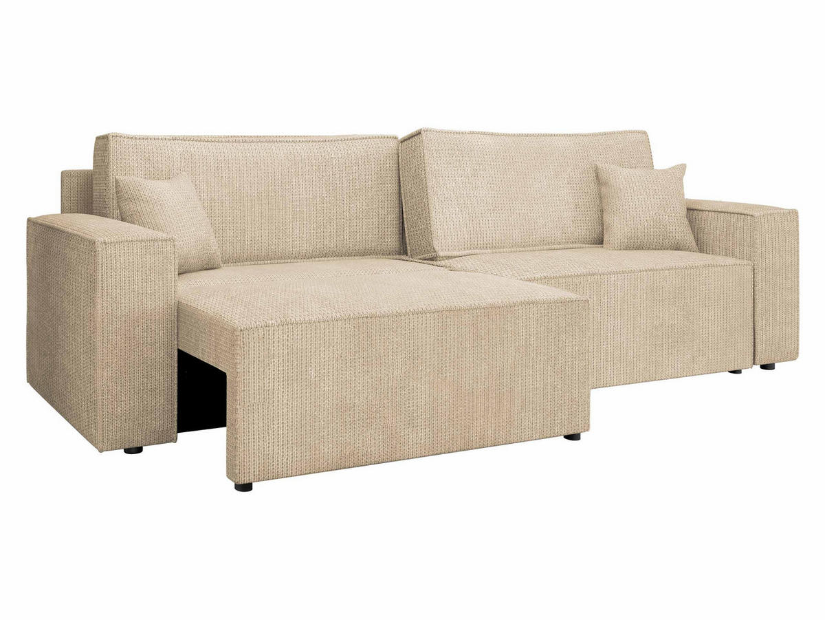 SCHLAFSOFA Karl mit L-Funktion - Schwarz/Naturfarben, Holz/Kunststoff (245/82/139cm) - MIRJAN24