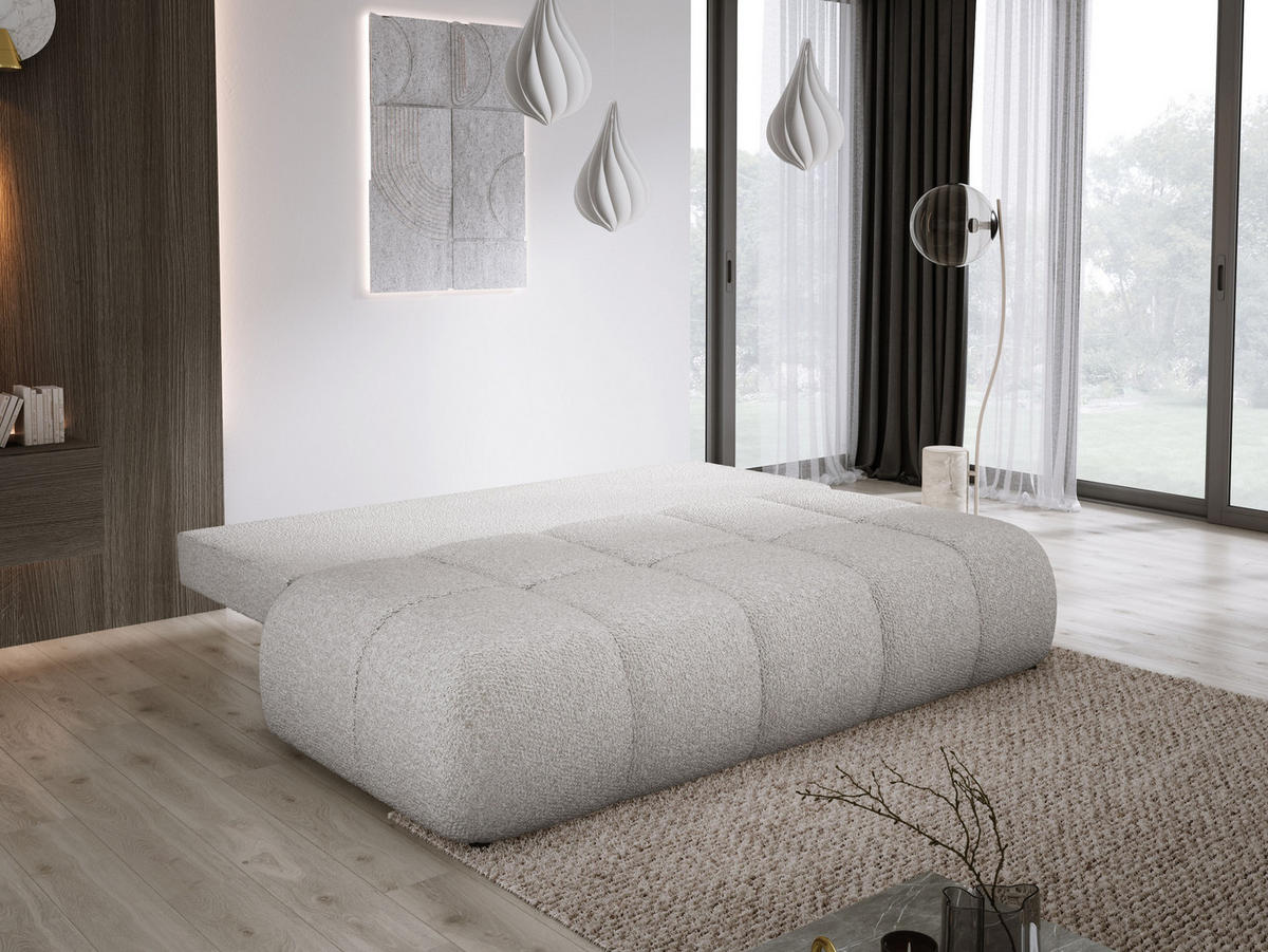 SOFA COCO MINI SCHLAFSOFA mit Bettfunktion, Anthology Stoffbezug, 2-Sitzer, freistehend, Größe: 205x105x97 cm, Hellgrau - Hellgrau, Holz/Textil (205/97/105cm) - DomoHome