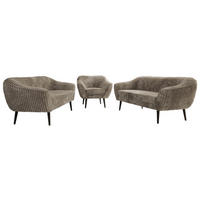SEDACÍ SOUPRAVA 3+3+1 PIRS - Světle hnědá Manšestr - Černé nohy - černá/světle hnědá, kompozitní dřevo/textil (180/75/74cm) - MKS