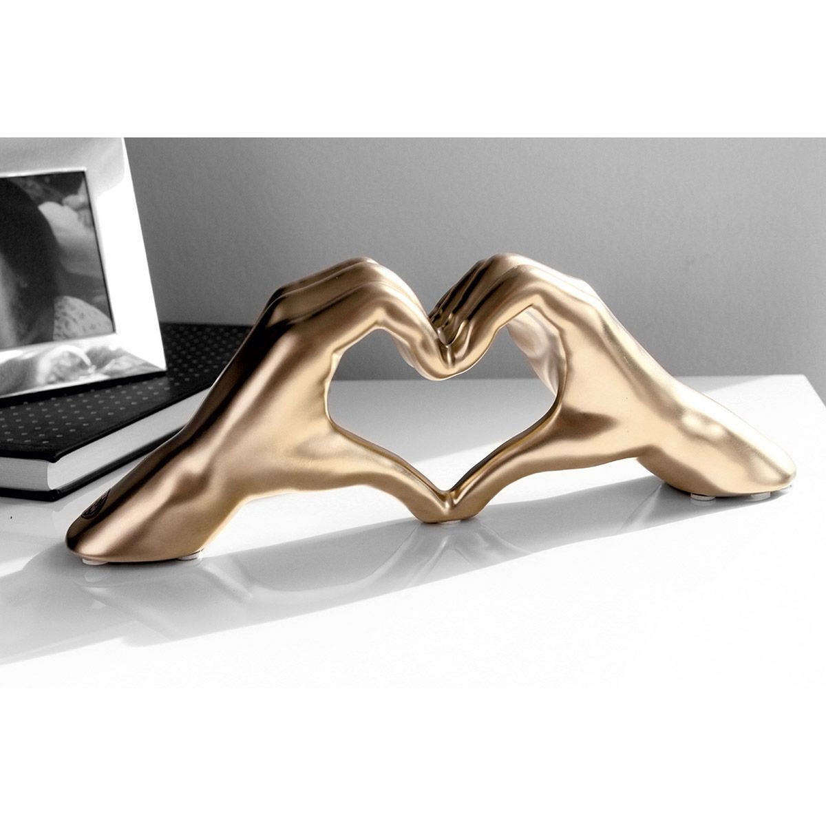 DEKOSKULPTUR Hand Heart, Keramik, Champagnerfarben, H 11 cm - Braun, Keramik (9/11/31cm) - Gilde