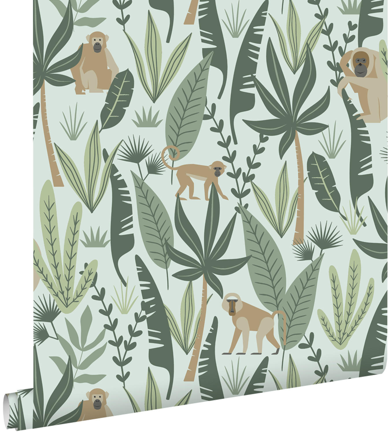 TAPETE Affen 53 cm x 10.05 m - Grün, Papier (53/0.1cm) - ESTAhome