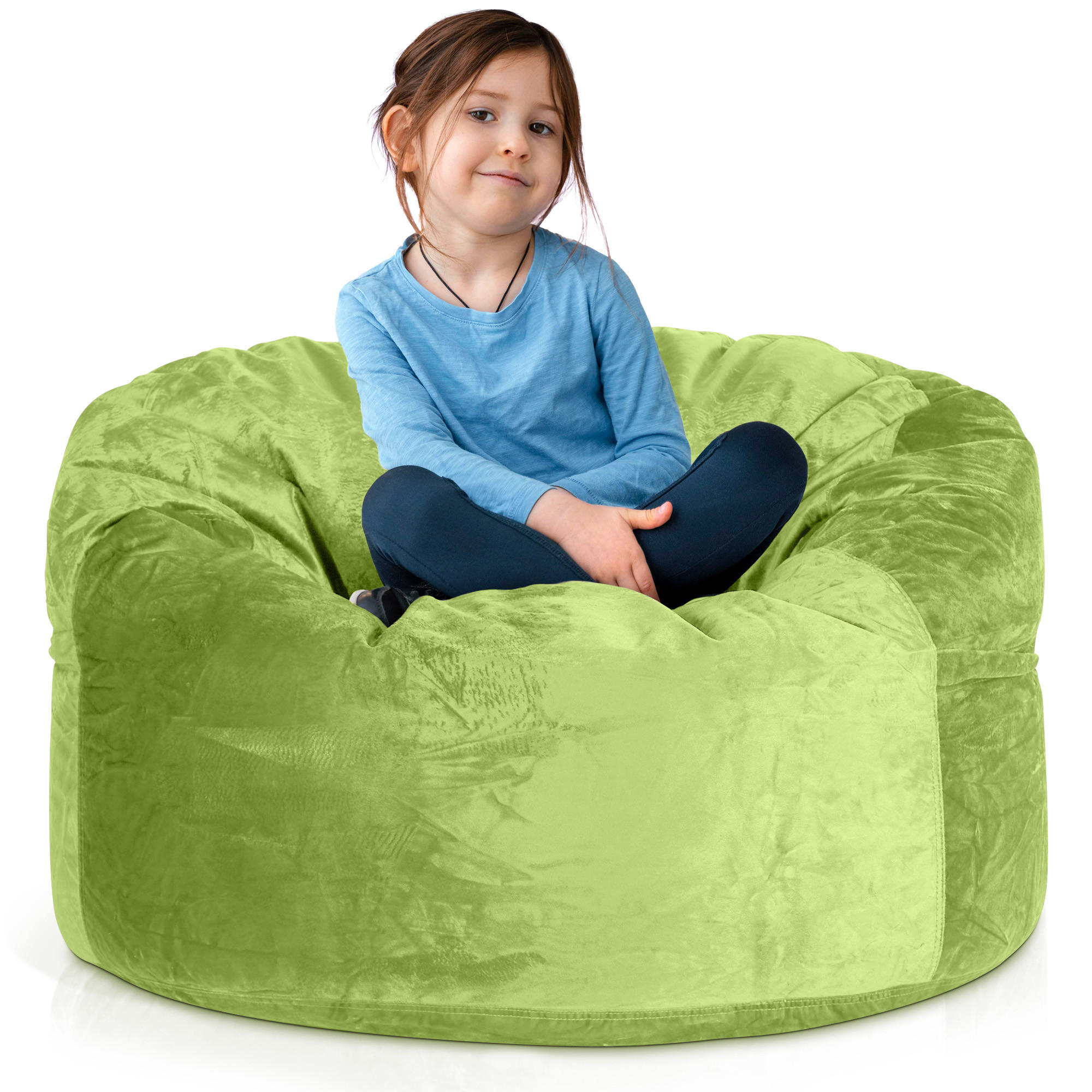 RIESEN-SITZSACK XXL JUMBO Velours 3ft - Grün, Textil (105/65/105cm) - Green Bean