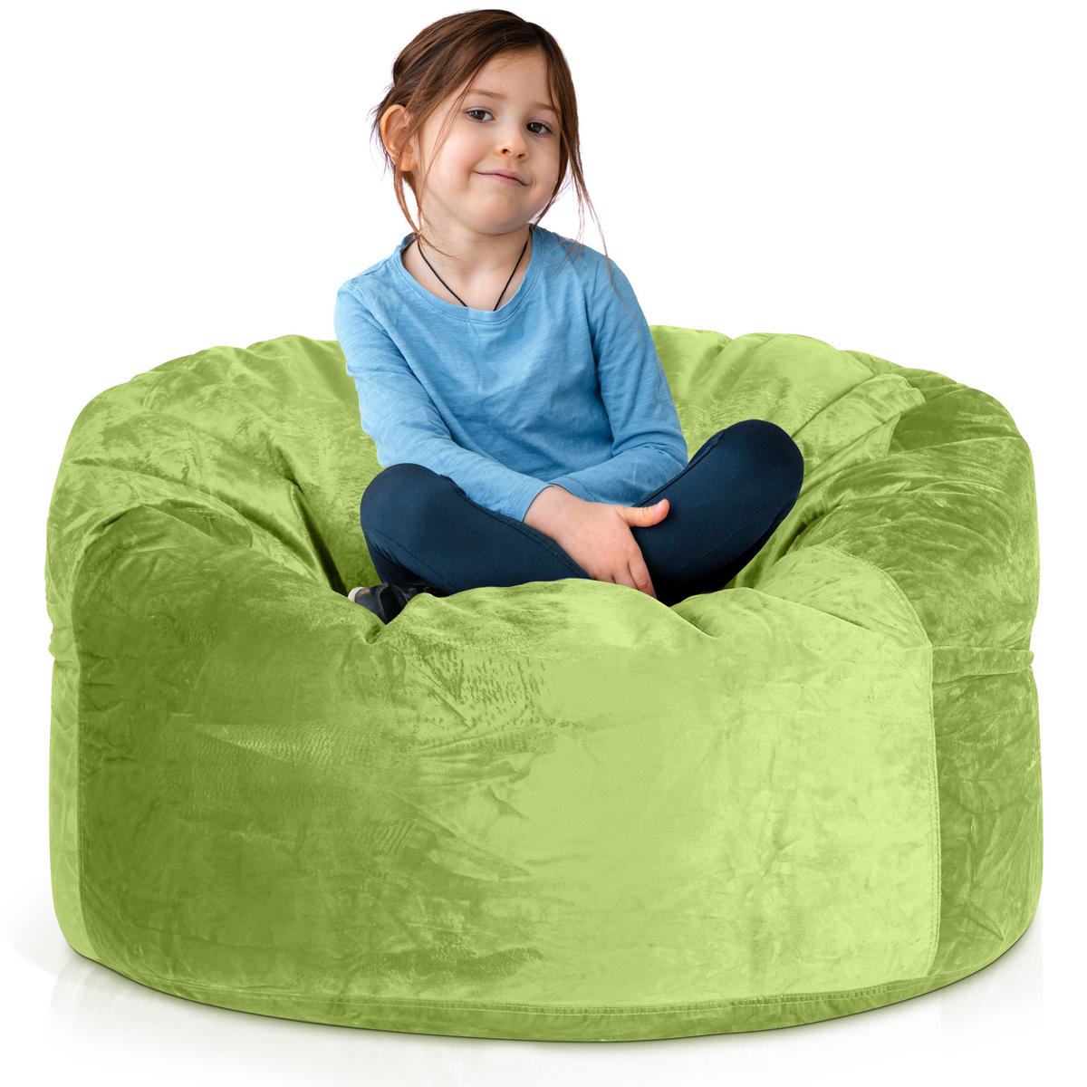 RIESEN-SITZSACK XXL JUMBO Velours 3ft - Grün, Textil (105/65/105cm) - Green Bean
