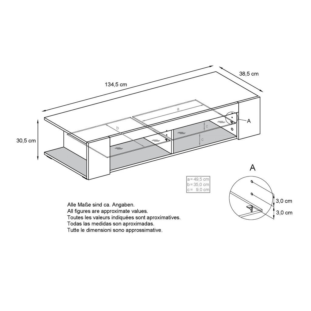 Thumbnail - Vladon Lowboard, Eiche San Remo, Holzwerkstoff, 134.5x30.5x38.5 cm, Wohnzimmer, Wohnwände, Lowboards, Lowboards stehend