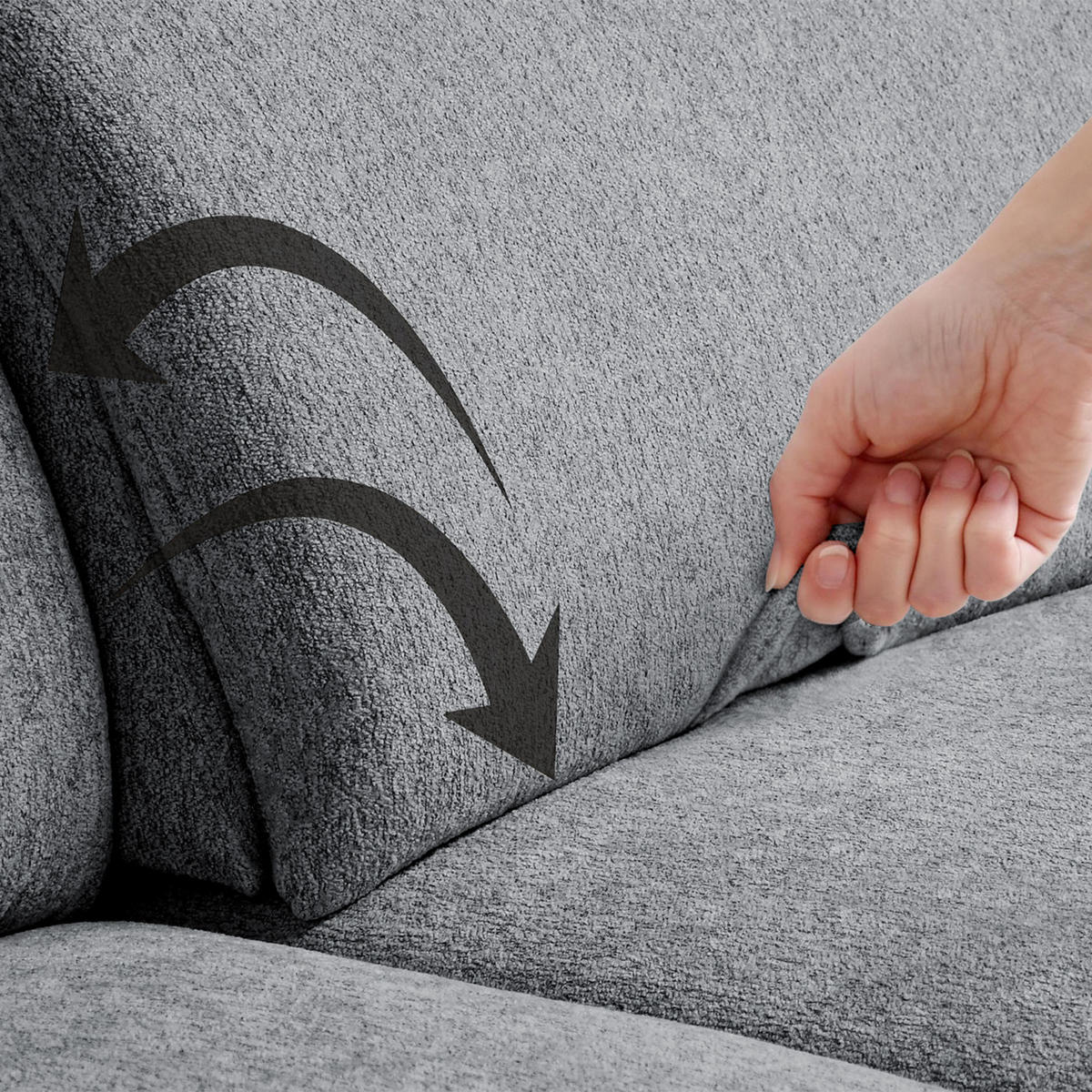 ECKSCHLAFSOFA Sora Mini mit verstellbaren Kopfstützen und Schlaffunktion, Chenille-Stoff, Grau, Rechts - Schwarz/Grau, Textil (190/285cm) - Beautysofa