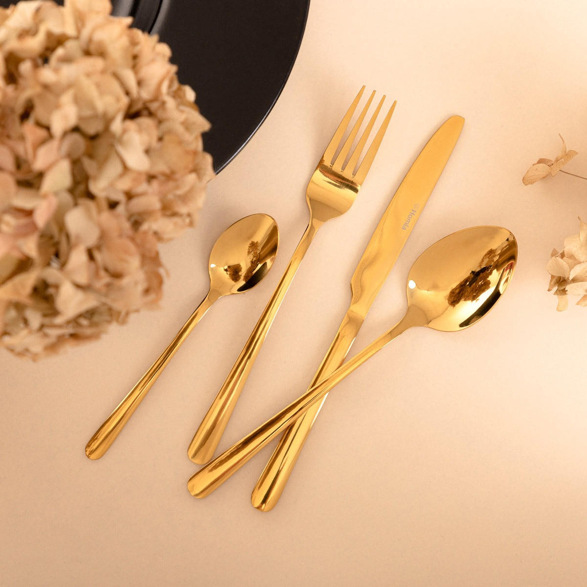 BESTECKSET Lugano Gold 24-tlg. - Goldfarben, Metall - Homla