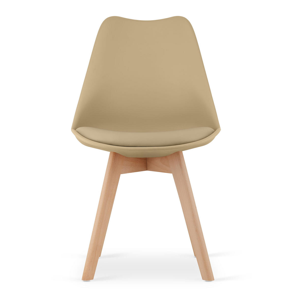 ESSZIMMERSTUHL RIKX dunkelbeiger Sitz, natürliche Beine - Beige/Naturfarben, Kunststoff (49/82/43cm) - Valora