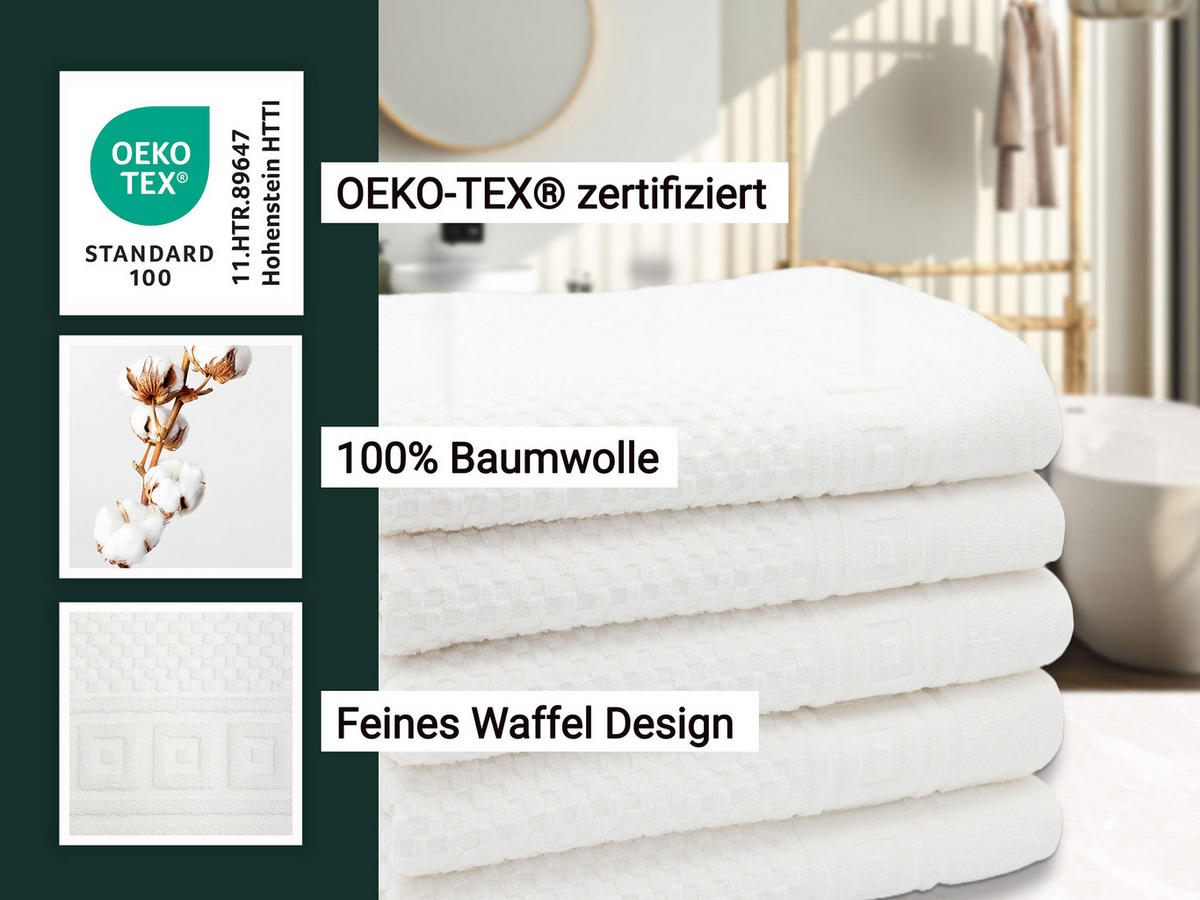 DUSCHTÜCHER, 5er-Set, 70x140 cm, 100% Baumwolle, Weiß - Weiß, Textil (70/140cm) - Zollner