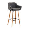BARHOCKER Grande, Gestell Holz, Stoff Hellgrau - Braun/Grau, Holz/Textil (55/99/46cm) - TPFLiving