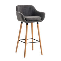 BARHOCKER Grande, Gestell Holz, Stoff Hellgrau - Braun/Grau, Holz/Textil (55/99/46cm) - TPFLiving