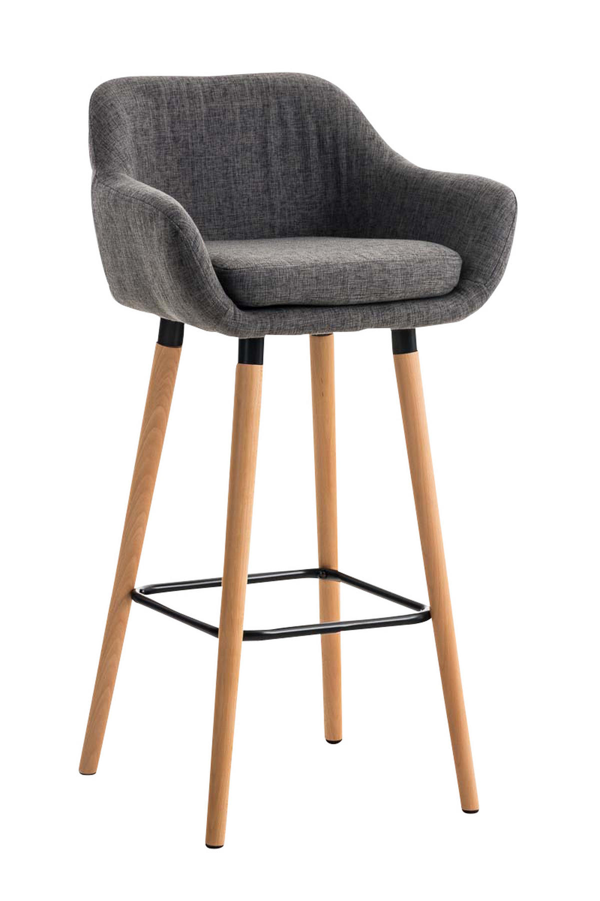 BARHOCKER Grande, Gestell Holz, Stoff Hellgrau - Braun/Grau, Holz/Textil (55/99/46cm) - TPFLiving
