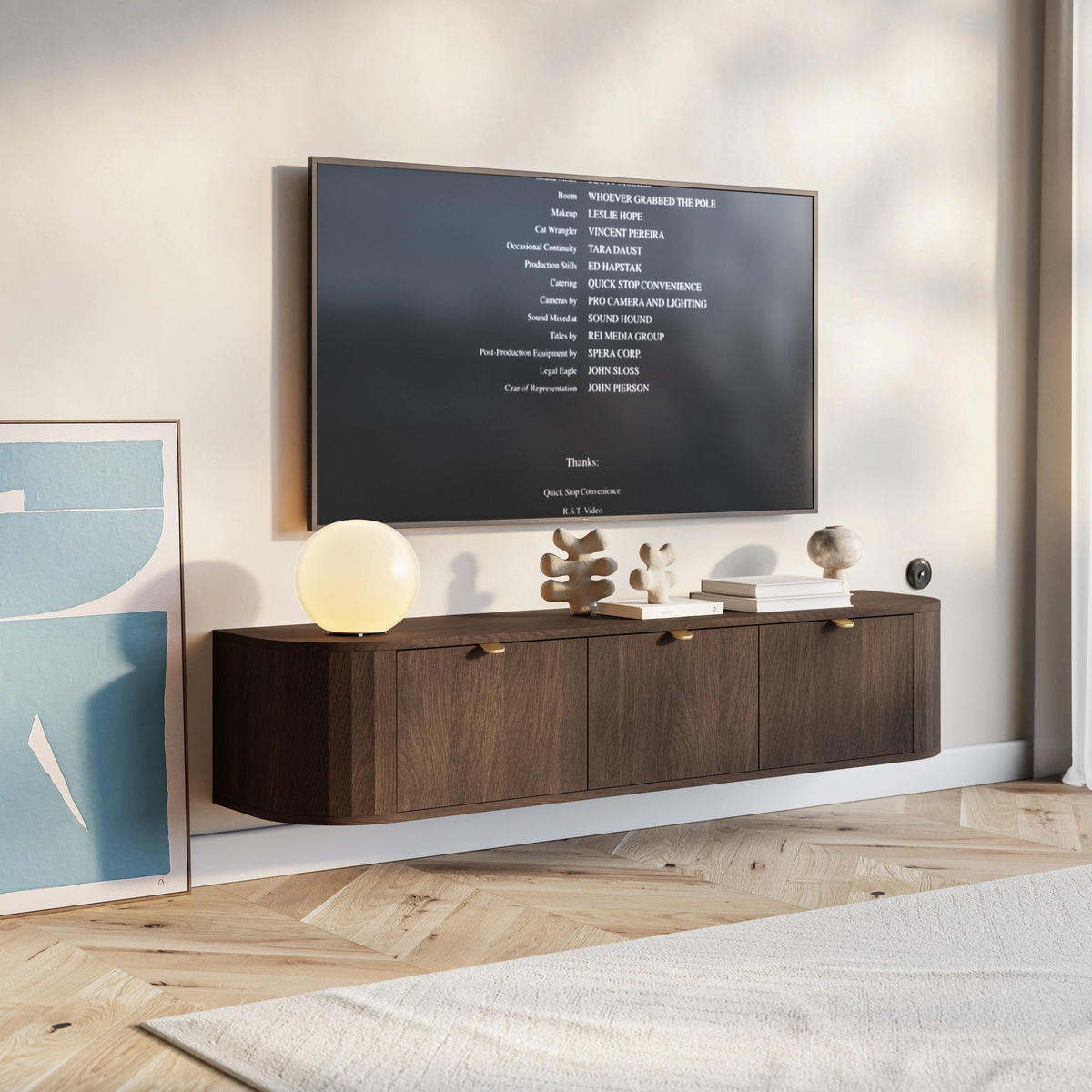 TV stolek Coru, dub, 175 cm - tmavě hnědá, kov/kompozitní dřevo (175.4/35/39.1cm) - Selsey