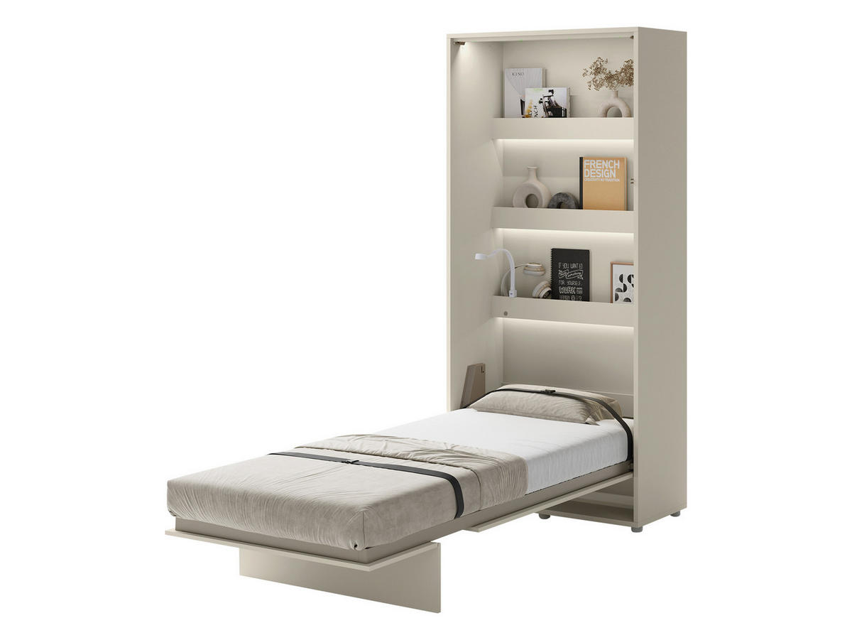 SCHRANKBETT Bed-Concept BC-03 90x200 mit zwei LED-Lampe - Kaschmir/Grau, Holz/Holzwerkstoff (90/200cm) - MIRJAN24