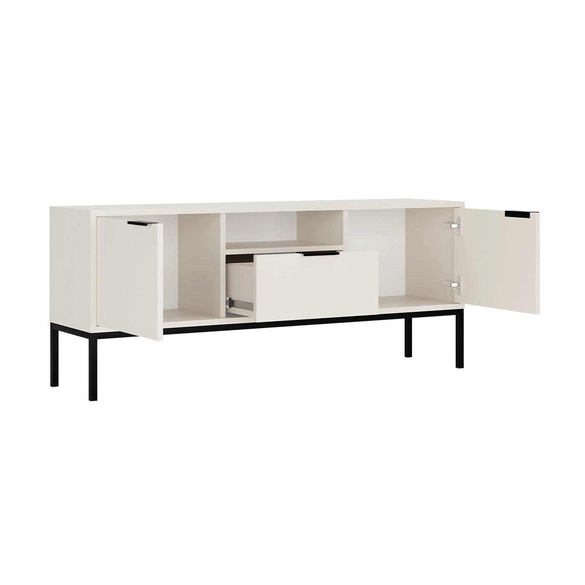 TV-MÖBEL Seattle Weiß - Schwarz/Weiß, Holzwerkstoff (135/56.4/33cm) - Petits-meubles