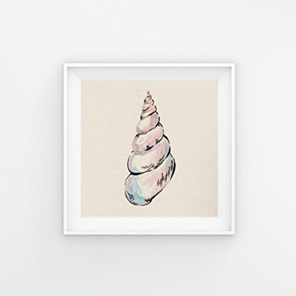 POSTER Set mit 4 Bunte Muscheln 25x25 cm Schwarzer Rahmen - Schwarz, Papier (25/3cm) - Nacnic