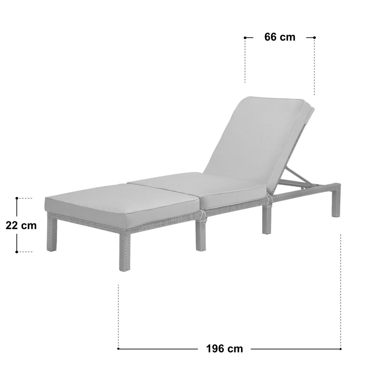 GARTENLIEGE 2er Set PEACH - Grau, Kunststoff (66/22/196cm) - SVITA