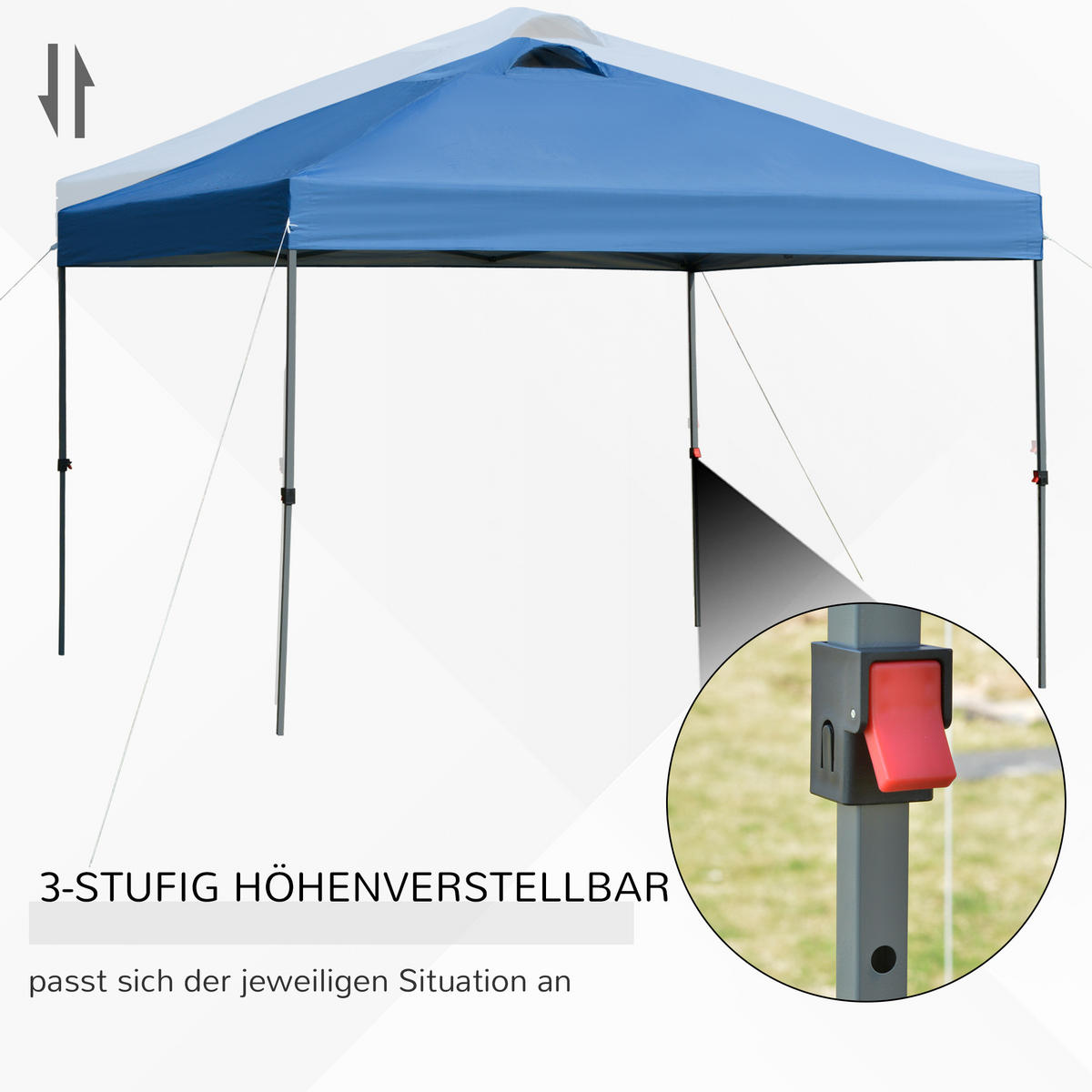 PAVILLON ca. 3x 3m - Blau, Kunststoff (295/264/295cm) - Outsunny