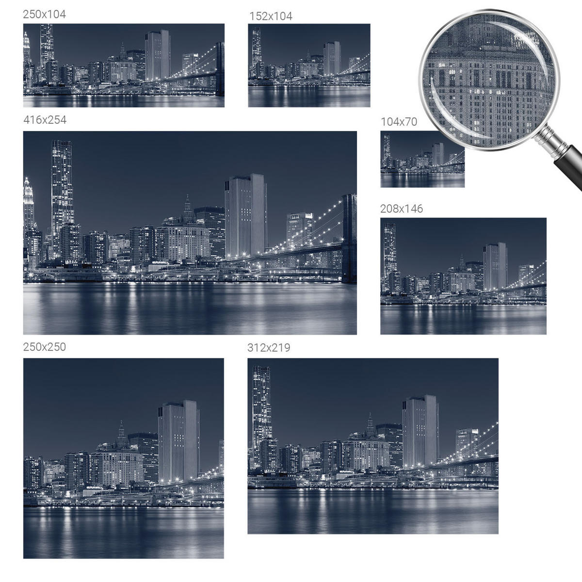 FOTOTAPETE 104x70 cm - Nachtstadt - Schwarz, Textil (104/70cm) - Wallfluent