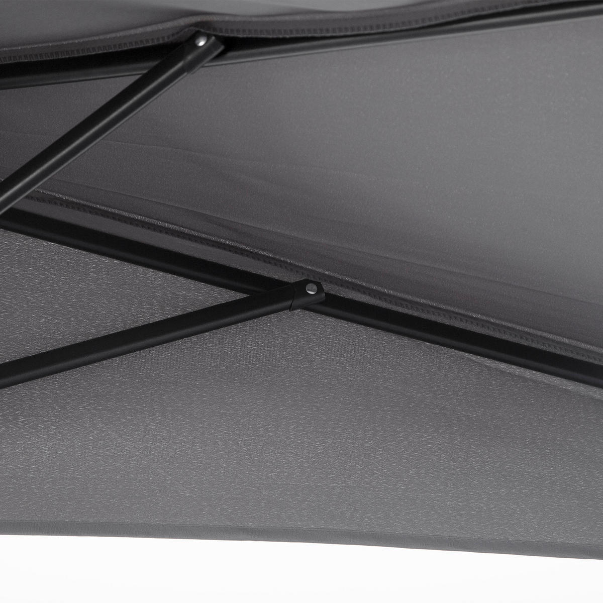 SONNENSCHIRM halbrund Kurbel grau schwarz - Grau, Metall (293/150cm) - LEBENLANG