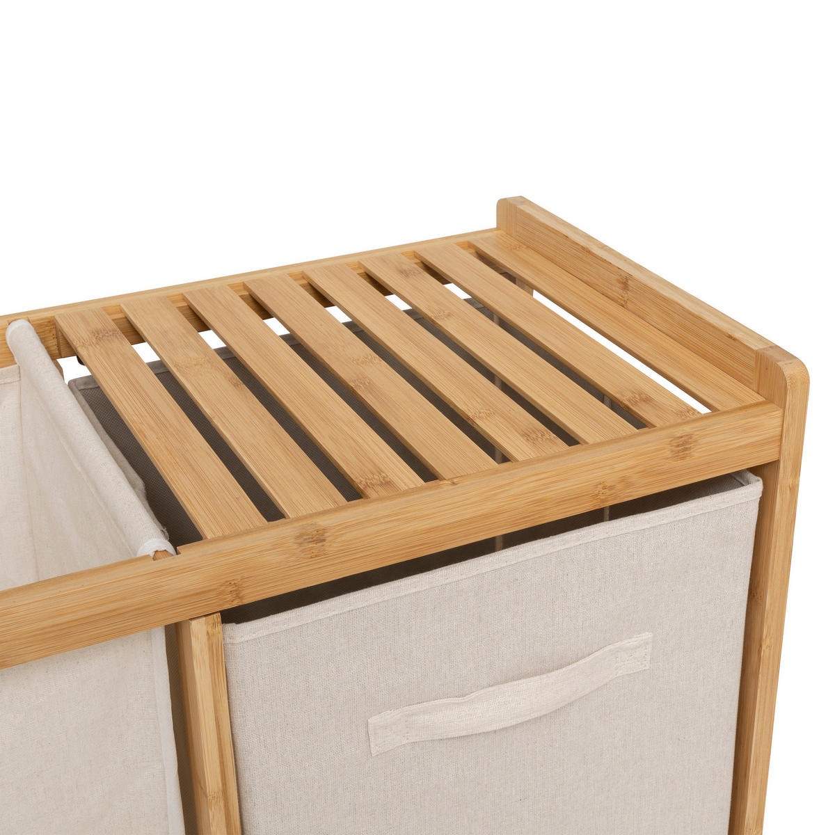 BAMBUSREGAL mit Wäschekorb und Behältern Tidy Box 66/33,3/78,5 cm - Beige, Naturmaterialien (33.3/78.5/66cm) - 5five Simply Smart