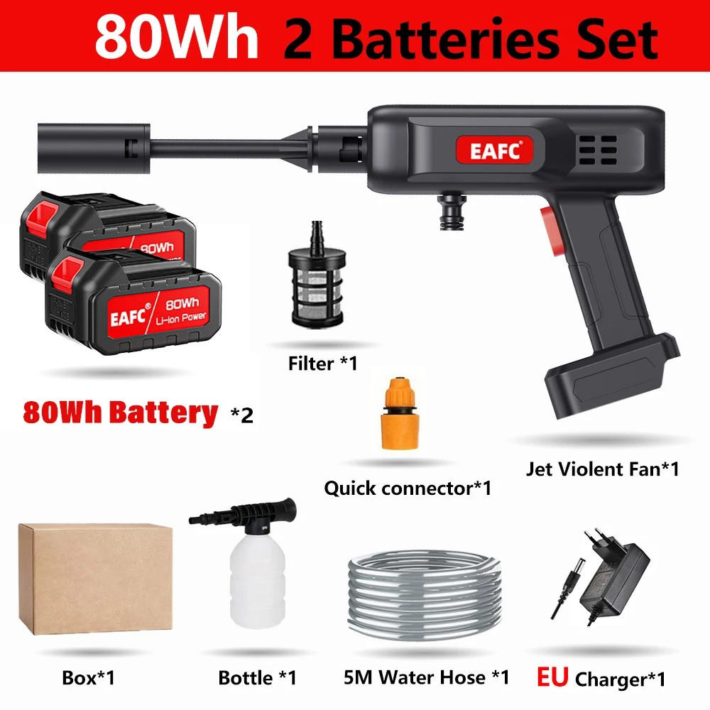 ELEKTRO-HOCHDRUCKREINIGER 500 W tragbare,Stil C, Mit 2 Batterien, für Terrassen, Gärten, Autos - Schwarz, Kunststoff (42.5/22.5cm) - Coonoor