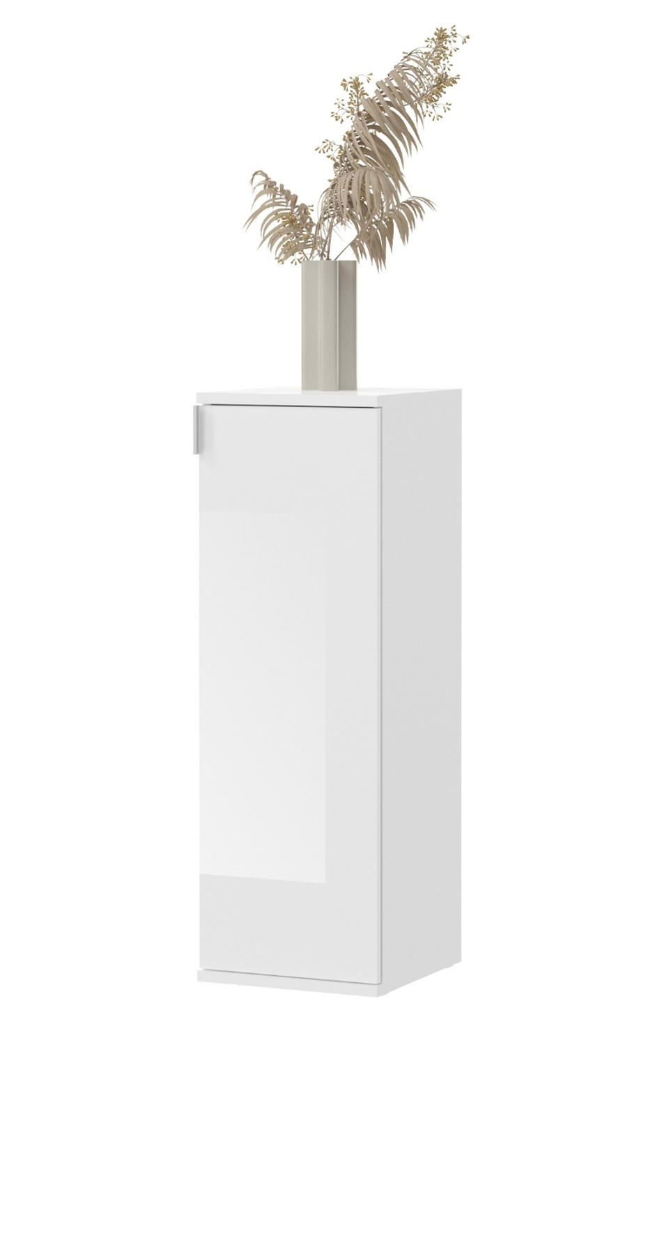 KOMMODE weiß Hochglanz 30 cm, Flurkommode Türanschlag wechselbar, Mehrzweckschrank - Chromfarben/Weiß Hochglanz, Holzwerkstoff/Kunststoff (30/99/34cm) - Inn.Furn