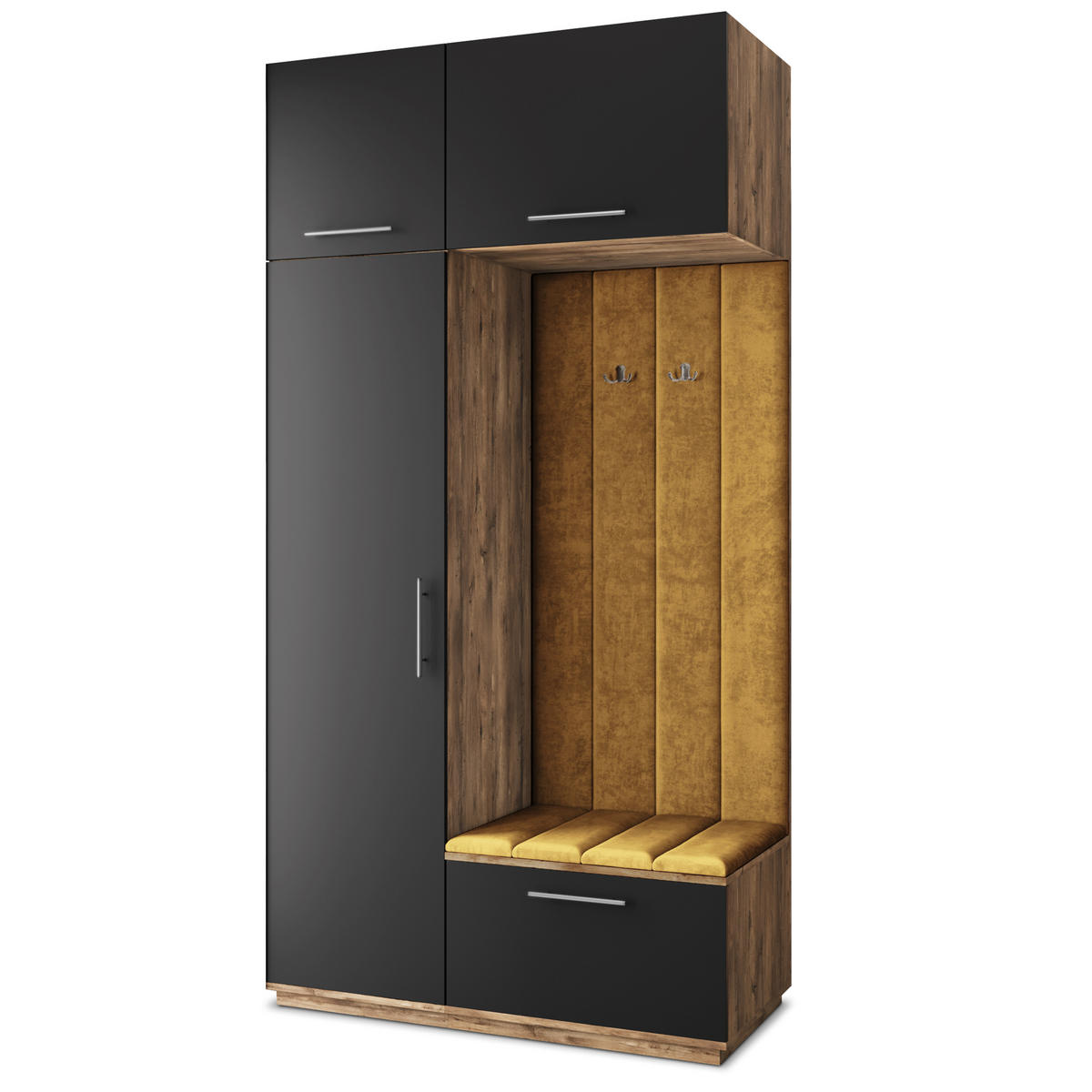 GARDEROBENSCHRANK REMA 120/240/60 cm Modern Garderobe-Set Eiche Lefkas - Eichefarben/Gelb, Holzwerkstoff (120/240/60cm) - MASSENO