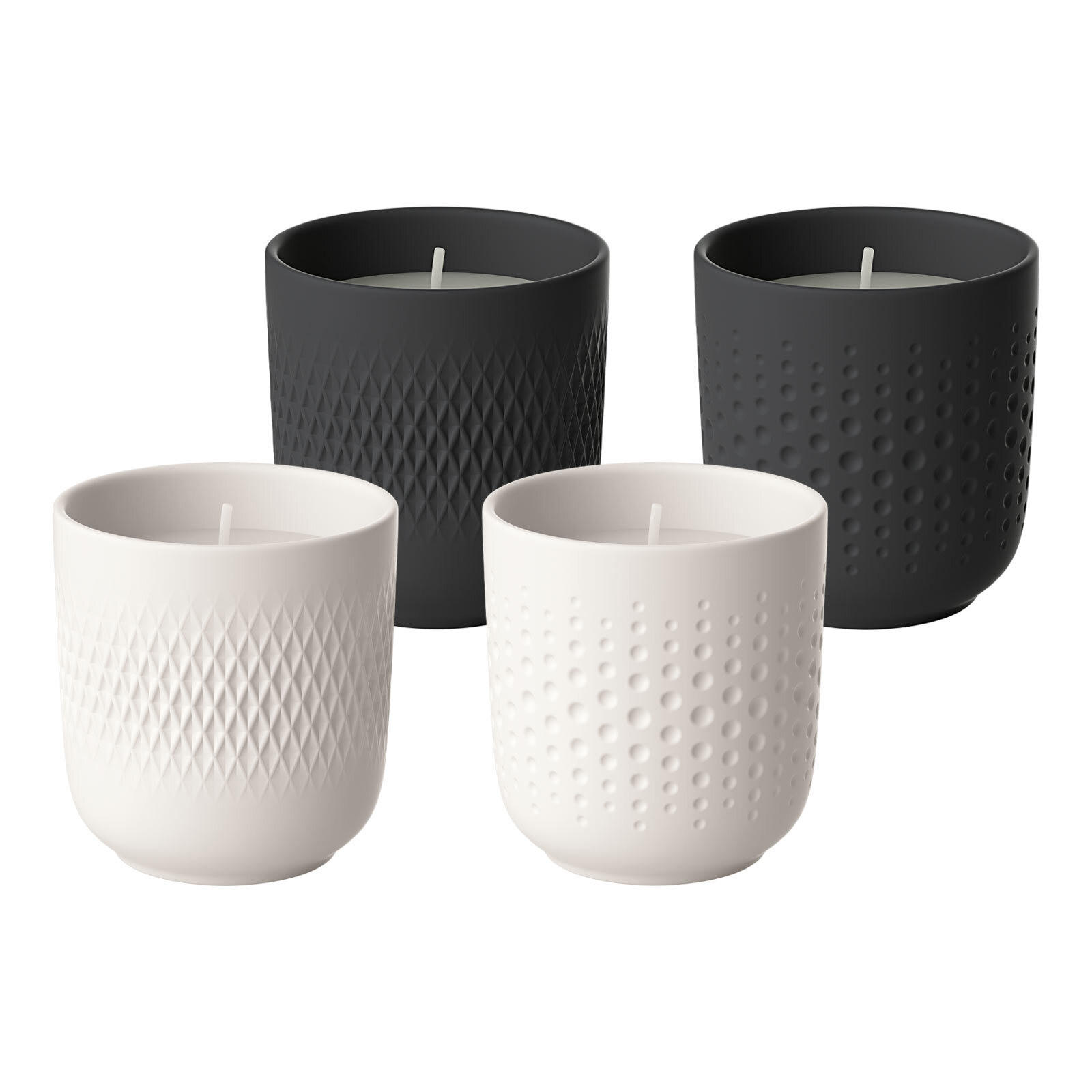 DUFTKERZEN PROBIER-SET Manufacture Collier schwarz-weiß 4er Set - Schwarz/Weiß, Keramik (9cm) - Villeroy & Boch