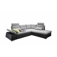 ECKSOFA mit Schlaffunktion, Armlehnfunktion und Kopfstützen - Chromfarben/Silberfarben, Textil (219/260cm) - ed exciting design