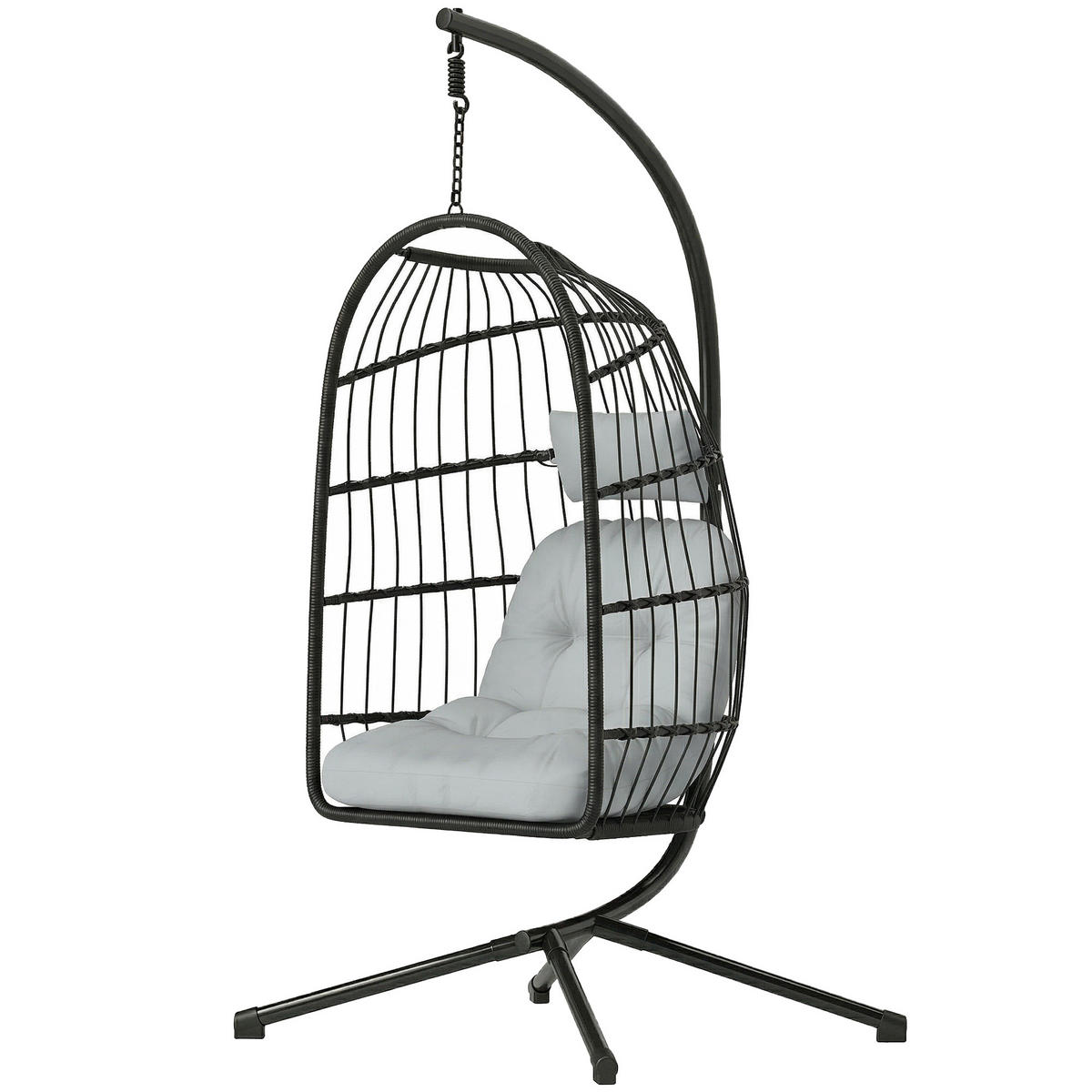 HÄNGESESSEL DE-06753 faltbar mit Sicherheitsgurt - Hellgrau, Kunststoff/Metall (101/196/105cm) - ComfortXL