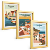 BILDER SET 3er Set - 20x30 cm Goldrahmen - Ansichten europäischer Küstenstädte - Goldfarben, Kunststoff (20/30cm) - TULUP