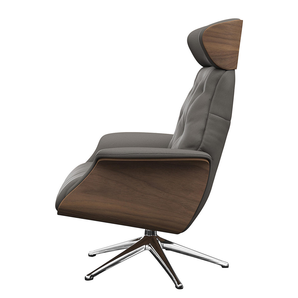 RELAXSESSEL - Echtleder - Chromfarben/Grau, Leder/Metall (83/118/83cm) - home24