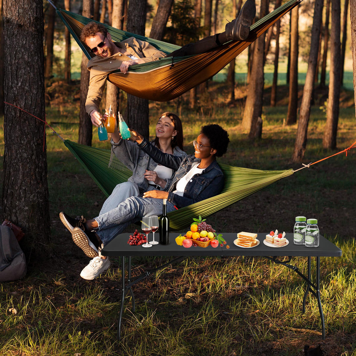 KLAPPTISCH 180 cm Schwarz - Schwarz, Kunststoff (180/73.6/73.6cm) - ComfortXL