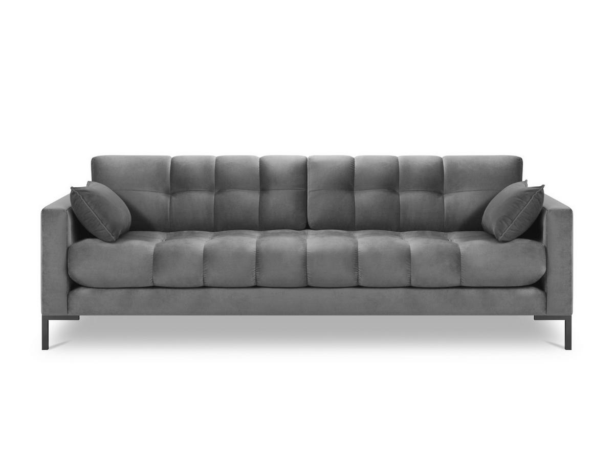 SOFA Mamaia aus Samt hellgrau 4 Sitzplätze - Hellgrau, Textil (92/75/217cm) - Micadoni