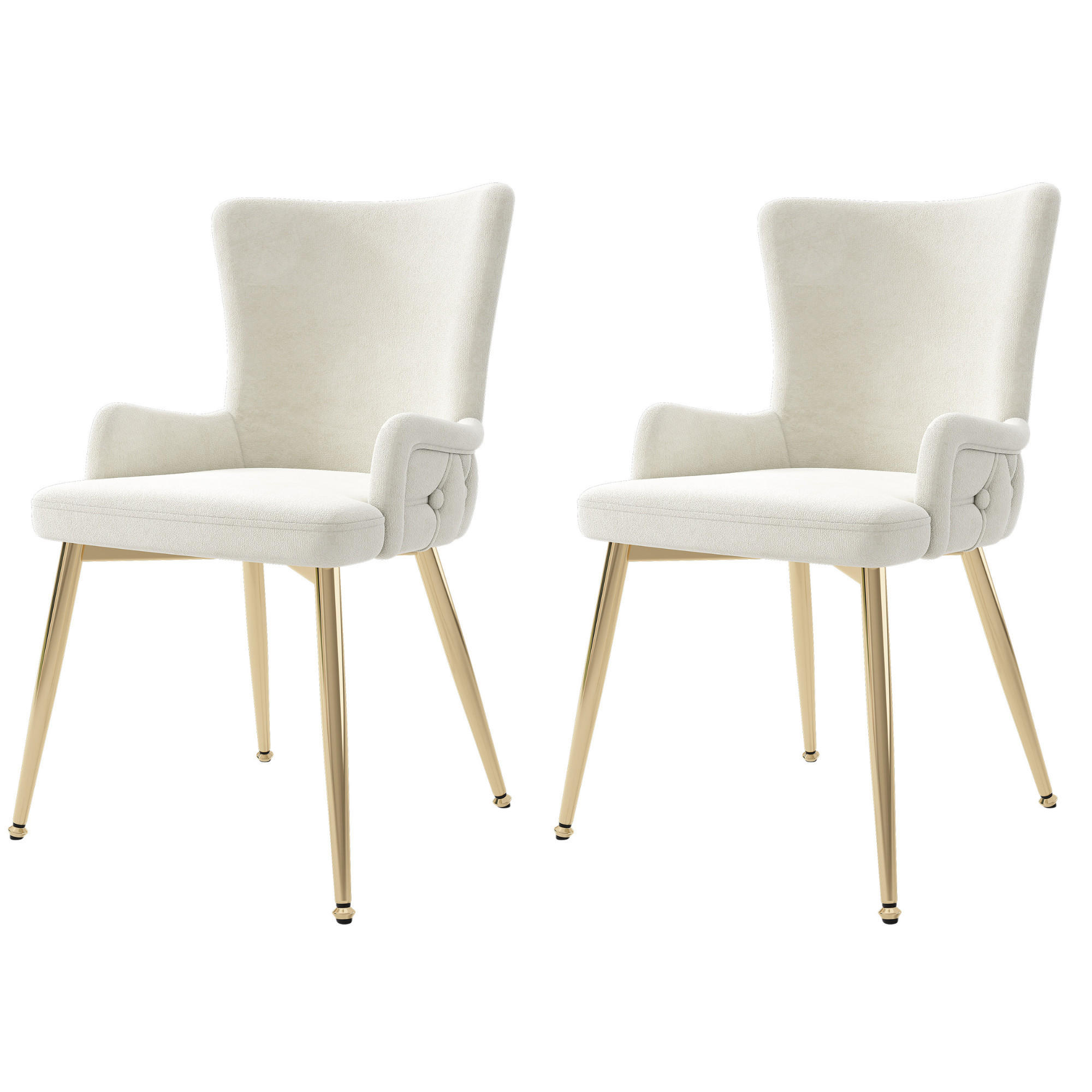 ARMLEHNSTUHL-SET DE-35763 2 Stück mit Samt und Goldbeinen Beige - Beige, Metall (49/85/47cm) - ComfortXL