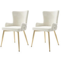 ARMLEHNSTUHL-SET DE-35763 2 Stück mit Samt und Goldbeinen Beige - Beige, Metall (49/85/47cm) - ComfortXL