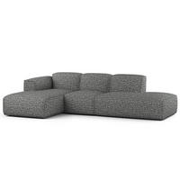 ECKSOFA mit Chaiselongue - Schwarz/Grau, Kunststoff/Textil (290/173cm) - home24