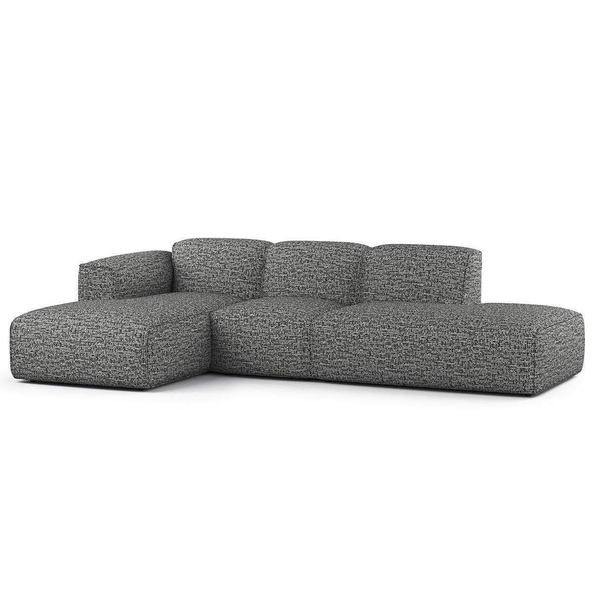 ECKSOFA mit Chaiselongue - Schwarz/Grau, Kunststoff/Textil (290/173cm) - home24