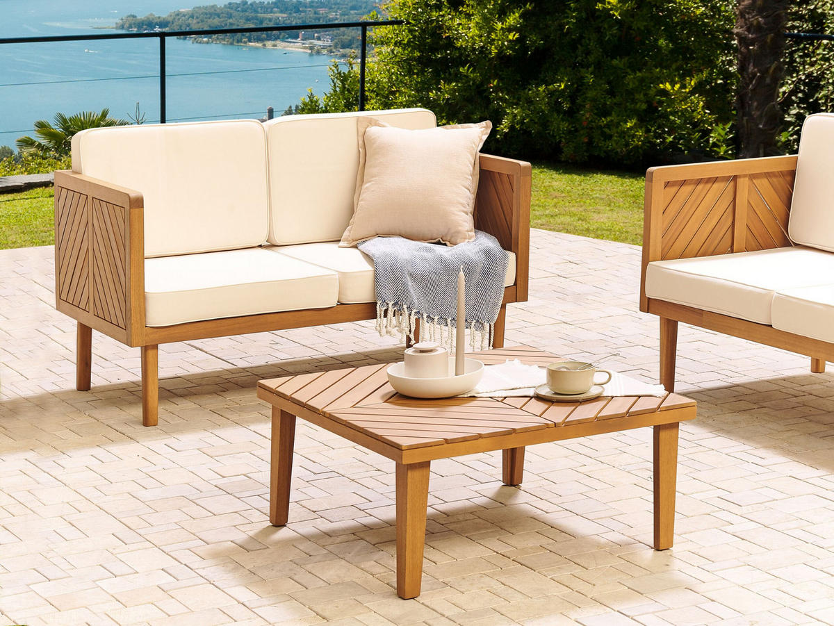 GARTEN Beistelltisch Akazienholz hellbraun 70/70 cm Baratti - Hellbraun, Holz (70/70/33cm) - Beliani