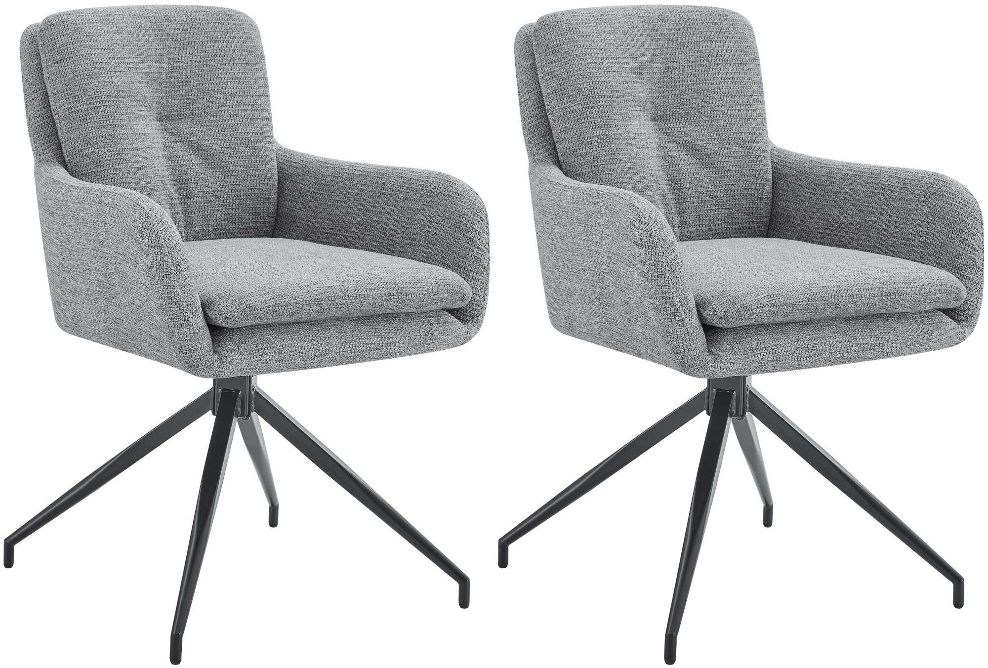 ESSZIMMERSTUHL 2er Set Stoff Grau - Schwarz/Grau, Textil/Metall (58/85/63cm) - CLP