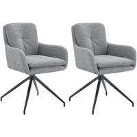 ESSZIMMERSTUHL 2er Set Stoff Grau - Schwarz/Grau, Textil/Metall (58/85/63cm) - CLP