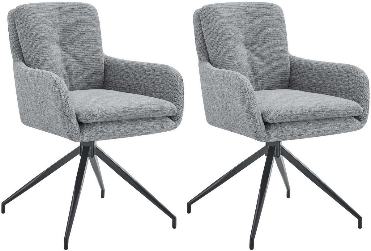 ESSZIMMERSTUHL 2er Set Stoff Grau - Schwarz/Grau, Textil/Metall (58/85/63cm) - CLP