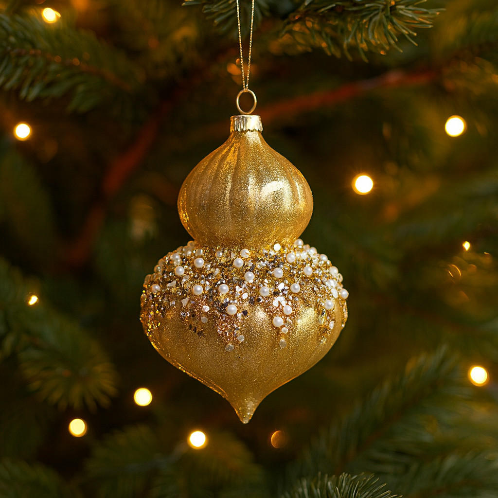 WEIHNACHTSKUGEL Glas CARIN, 8,5x13 cm, Gold, Christbaumkugeln, Weihnachtsdeko Xmas, Christmas Deko - Goldfarben, Glas (8.5/1/13cm) - home&you